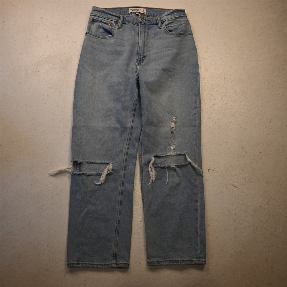 Abercrombie Fitch 4 Short The Ankle Straight Ultra High Rise Light Denim Jeans